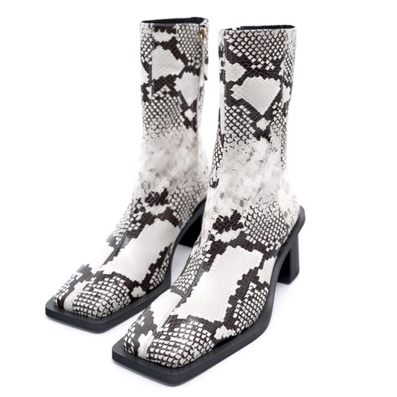 Zara Shoes - Zara Animal Print Block Heel Ankle Boots | NWT | Size 39 (US 8) Genuine Leather